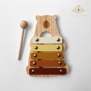 NWT Cute Wooden Bear Xylophone Music Toy Children’s Early Learning Toys Neutral
